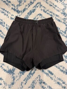 PINSPARK Women's Black Athletic Layered Shorts